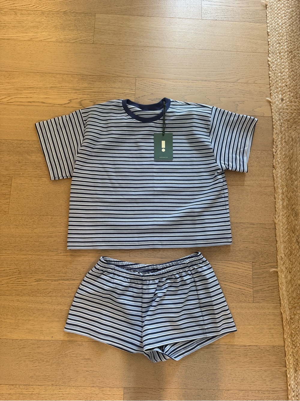 Daily Drills Striped Short Sleeve Pajama Set - Blue & White - Picture 4 of 6